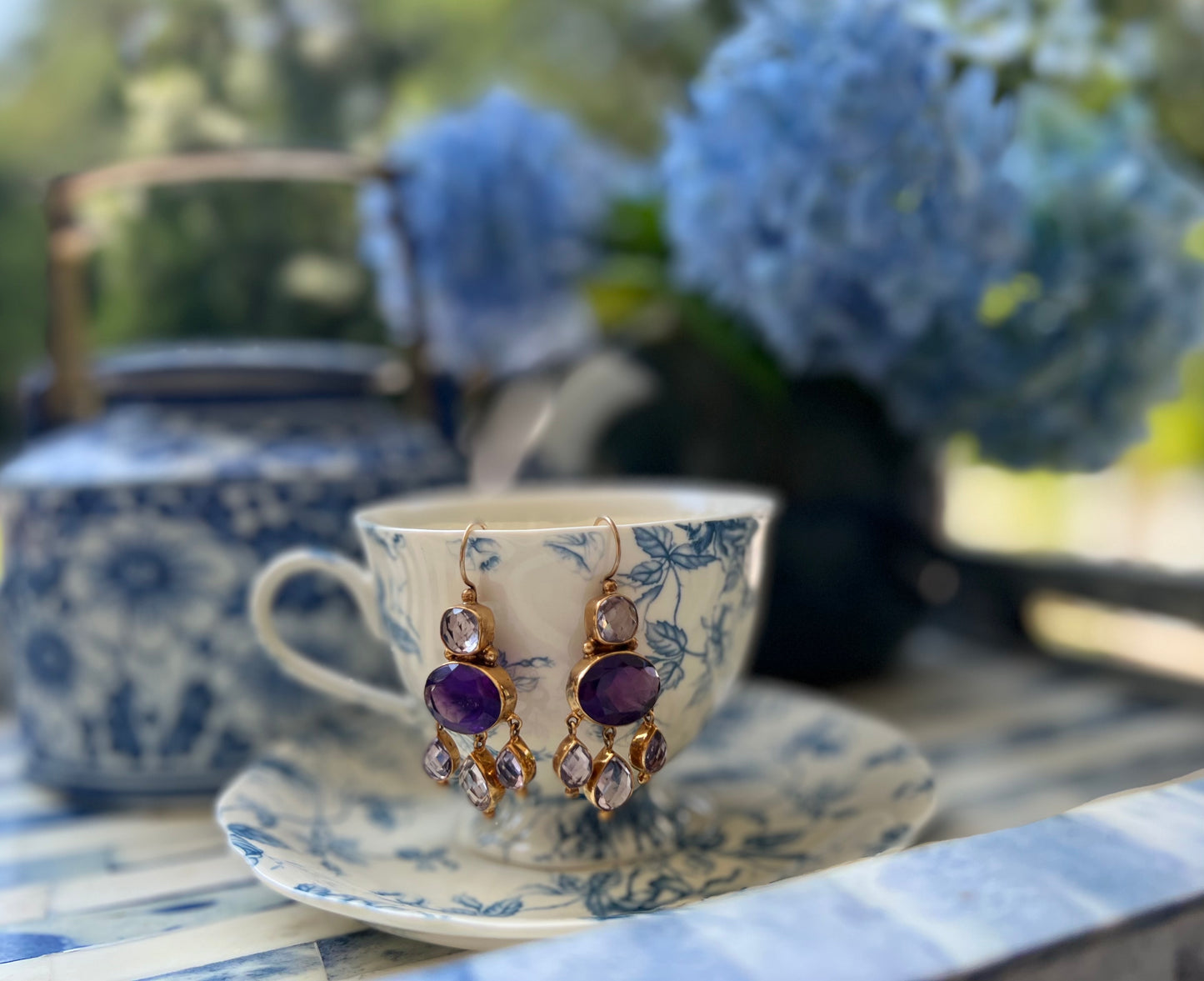 Amethyst and Pink Amethyst Earrings