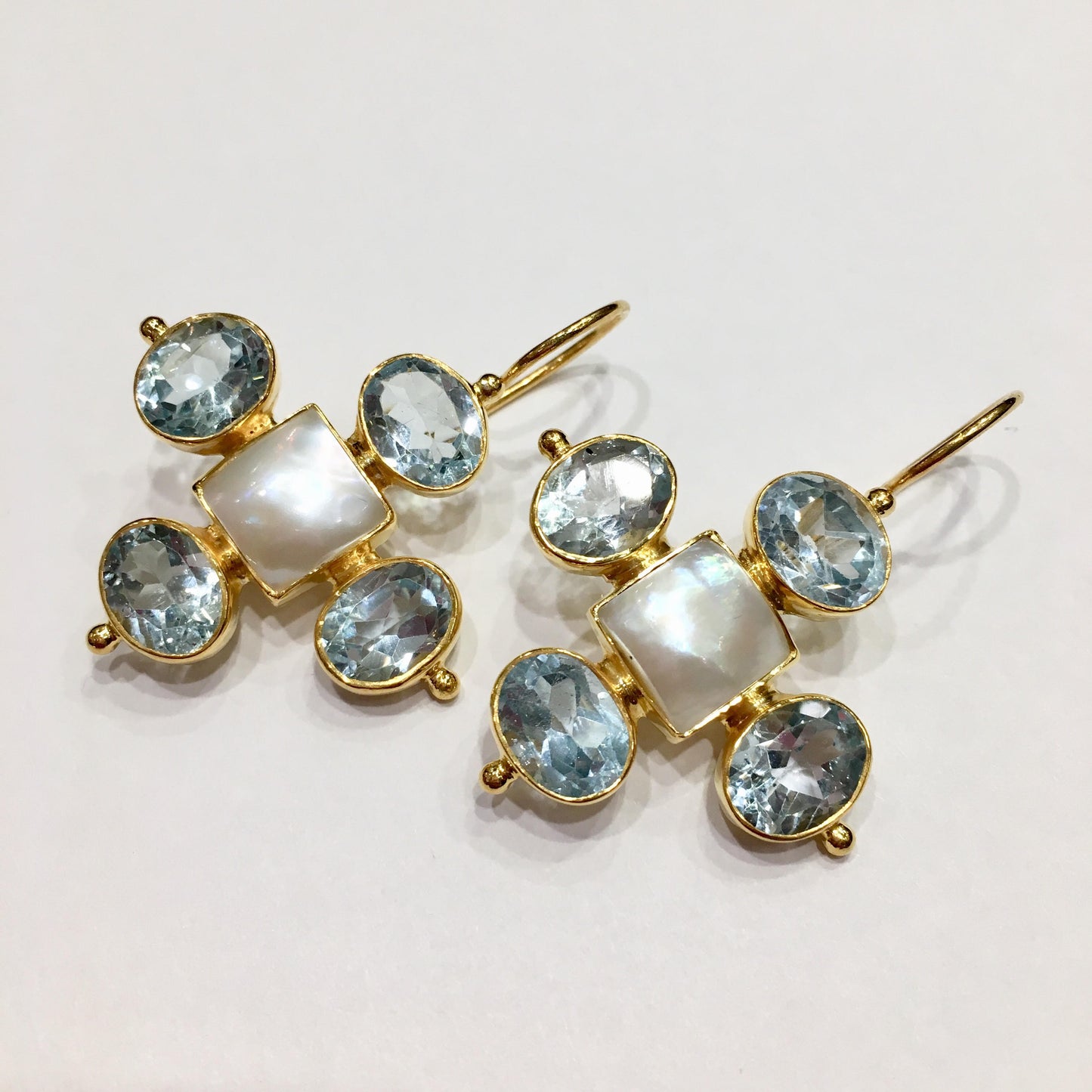 Pearl and Blue Topaz Earrings